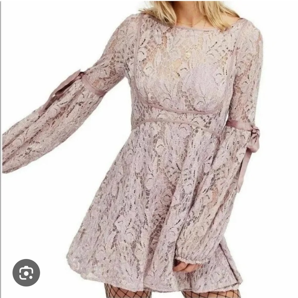 NWT Free People Mauve Rubi Lace Mini Dress